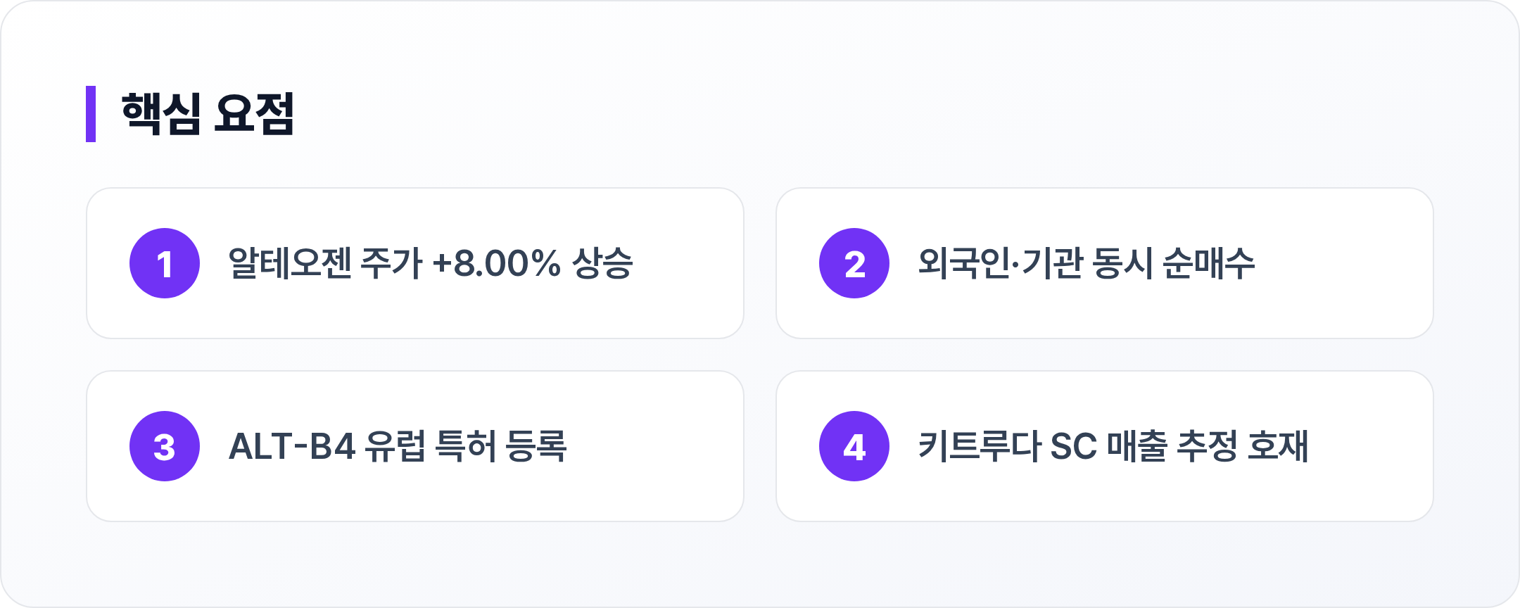 알테오젠 핵심 요점
