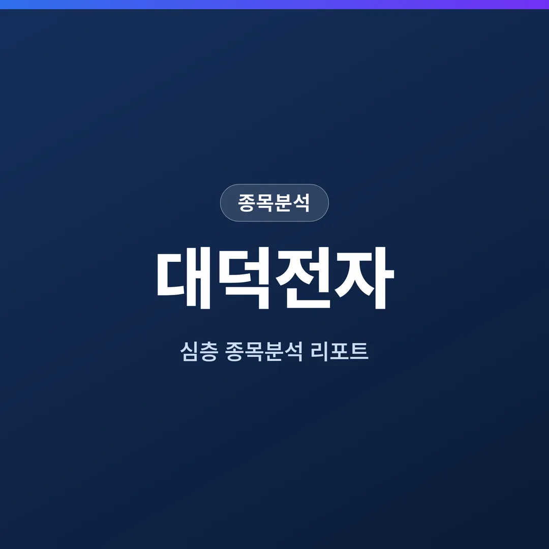 대덕전자 종목분석