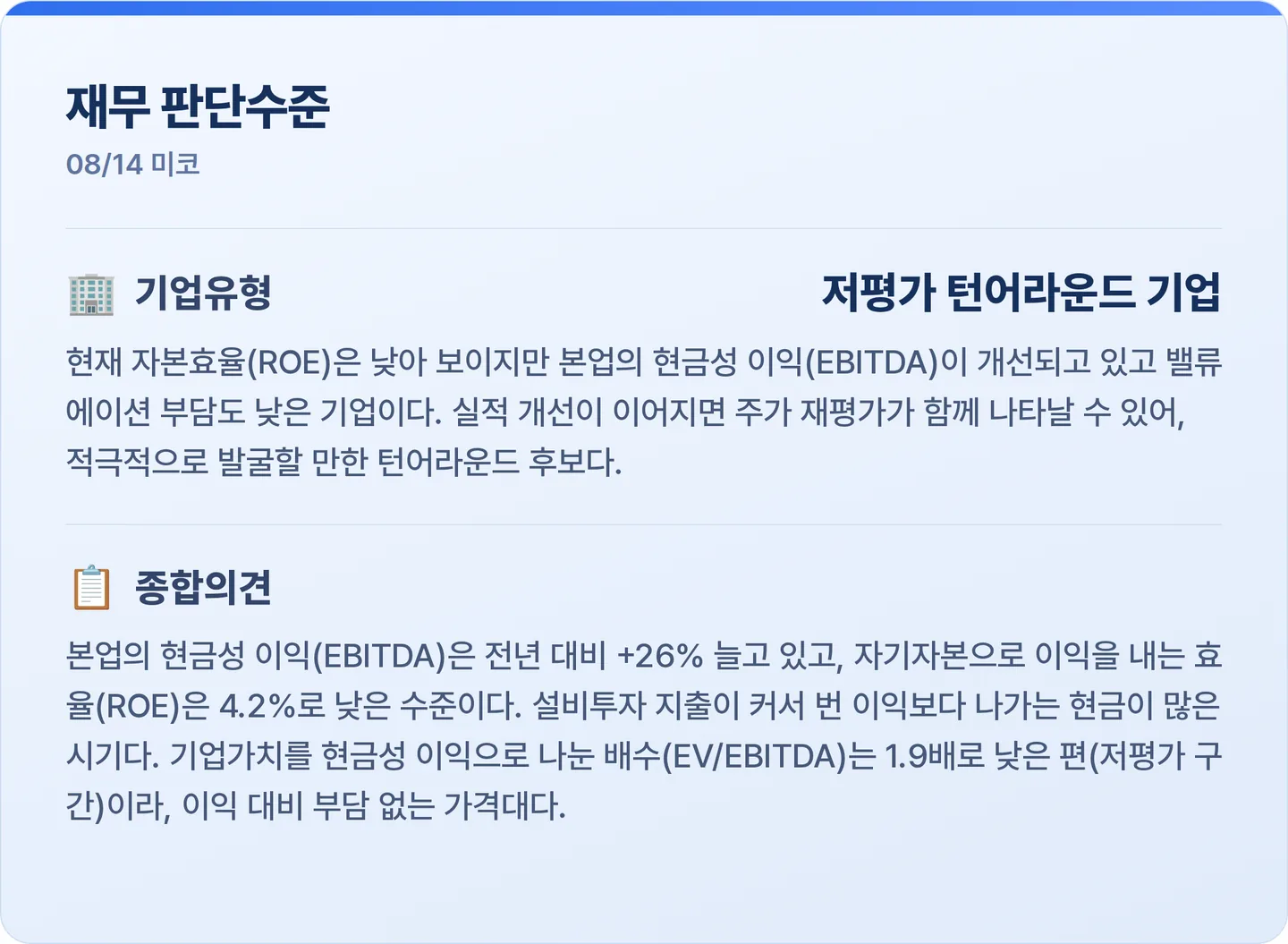 미코 재무 판단수준 카드