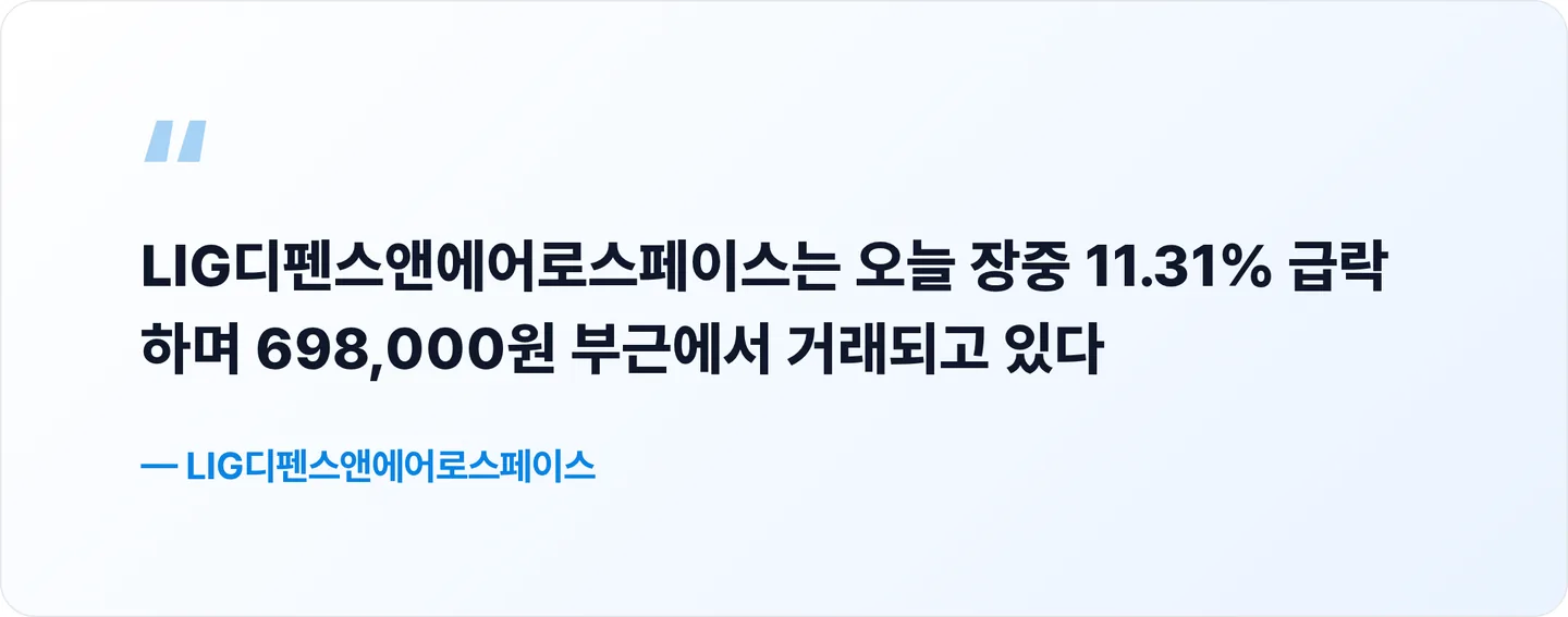 LIG디펜스앤에어로스페이스 핵심 문장